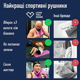 Дорожній спортивний рушник Love You з мікрофібри з чохлом 70х140 см рожевий (60145) - мініатюра 6