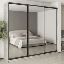 Шафа-купе тридверна MebelStar Уні BG 3 Дзеркала 270x60x240 см Бетон (MBS-7863)