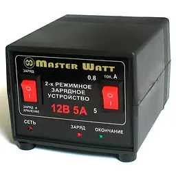 Автоматичне ЗУ для акумулятора MW-AZU12-5A 12V (4.5-100Ah) (MF,WET,AGM,GEL), 180-245V, Ток заряда режим-0,8А/5А, крокодили в комплекті