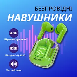 Навушники безпровідні Air31 Ultrapods Max з індикатором зарядки вакуумні Bluetooth Зелені - мініатюра 2