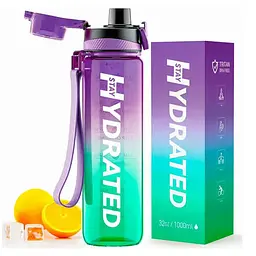 Спортивні пляшки Hydrated Water Bottle 1000 ml - Tritan Green Purple Brave U vit0004881