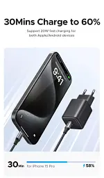 Зарядний пристрій UGREEN X514 GaN 2в1 для iPhone 16/15/14 Samsung Galaxy/Xiaomi Tablet/iPad 20 Вт Black (55534) - мініатюра 7
