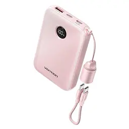 Батарея універсальна Vention 10000mAh, 22.5W, PD, QC, Pink (FKAP0-C) - мініатюра 2