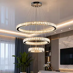 Світлодіодна люстра Splendid Ray L50603/70+50+30/3 LED з кришталем, хром, 160 Вт, з пультом і димером