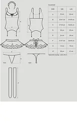Еротичний костюм покоївки зі спідницею Obsessive Housemaid 5 pcs costume L/XL, чорно-білий, топ з пі