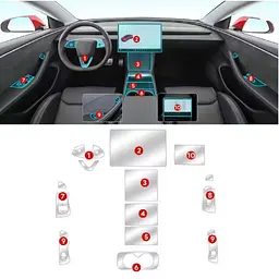 Набір Плівок захисних для салону Tesla Model 3 2024- TPU (Кансолі Дисплея Ручок) 13 шт
