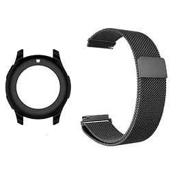 Комплект Watchbands: металевий ремінець Milanese чорний + чохол чорний Samsung S3 Frontier Samsung Galaxy 46mm (WBKW-46-4) - мініатюра 2