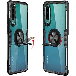 Чохол Primolux Ring Magnetic Stand для Huawei P30 Black - мініатюра 2