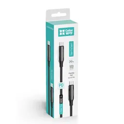 Дата кабель USB-C to USB-C 1.0m (PVC+Aluminum Alloy) (PD Fast Charging 240W) 5А black ColorWay (CW-CBPDCC069-BK) - мініатюра 6