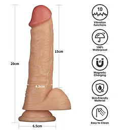 Реалістичний вібратор Vibrating Power Basics Cock 8" тілесний - мініатюра 2