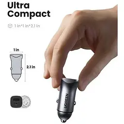 Автомобільний зарядний пристрій Ugreen CD130 20W USB Type-C PD Car Charger - мініатюра 3