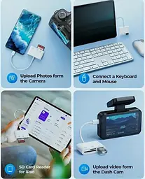 Універсальний кардридер 3-в-1 (SD/TF/CF) з Type-C і USB-портами, OTG-адаптер для телефонів, ноутбуків та ін. - мініатюра 10