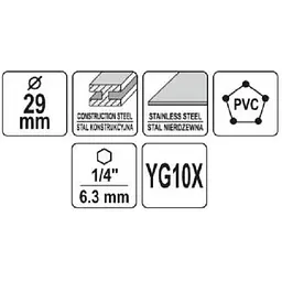 Свердло коронка по металу TCT Yato Ø29x103 мм товщина до 25 мм з напрямним 6-граний хвіст 1/4 (YT-44057) - мініатюра 3