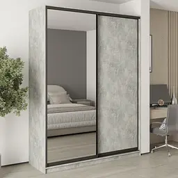 Шафа-купе дводверна MebelStar Уні BG ДСП/Дзеркало 180x45x240 см Бетон (MBS-10502)