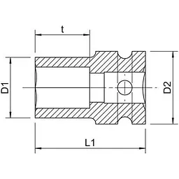 Головка торцева Wurth ударна коротка 1/2IN HEX WS17 (071413 08) - мініатюра 2