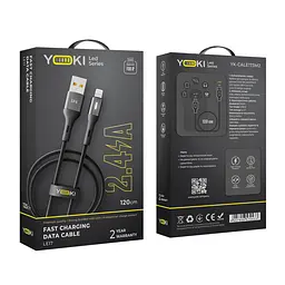 Кабель для заряджання та обміну даними USB Yoki YK-LE17 LED Series USB/Lightning 12W 2.4A/5V 1.2 m Black - мініатюра 2