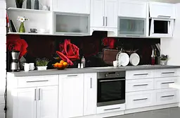 Вініловий кухонний фартух Оксамитова Роза наклейка для кухні ПВХ бутон Квіти Чорний Happy Pocket Z181841