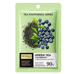 Маска для обличчя омолоджувальна Bioaqua Green Tea+ Blueberry тканинна 25 мл