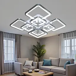Стельова LED-люстра Diasha 8157/4+4HR 190W, 60×60×12 см, 3 кольори світла, диммер, пульт - мініатюра 2