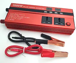 Автоінвертор 12 V-220 V перетворювач напруги 2000 W на виході 3 розетки та 4 USB-порти UKC AC/DC - мініатюра 1