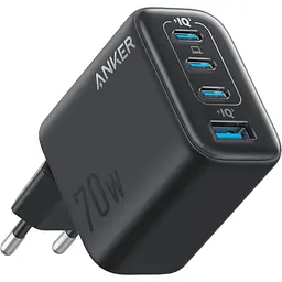 Мережевий зарядний пристрій Anker Charger 70W, 3xUSB-C, 1xUSB-A, Чорний (A121CG11)