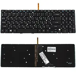 Клавіатура для ноутбука ACER (AS: M3-581 M5-581 V5-531 V5-551 V5-571 series) rus чорний без фрейма підсвічування клавіш
