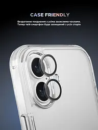 Захисне скло для камери Apple iPhone 16/16 Plus, Supreme BI, прозорий колір, з рамкою, глянцеве скло для захисту лінз, протиударне, прозоре, з клейовим шаром по контуру, не впливає на якість фото, ArmorStandart (ARM79428) - мініатюра 6
