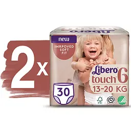 Набір підгузків-трусиків Libero Touch Pants 6 (13-20 кг), 60 шт. (2 уп. по 30 шт.) - мініатюра 2