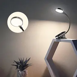 Міні лампа-прищіпка Baseus з акумулятором Comfort Mini Clip Lamp 350 мА·ч 3 режими Гнучкість 360° Чорний - мініатюра 8