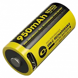 Акумулятор із захистом Nitecore Li-Ion 16340 RCR123A NL169R 950mAh 3.6V USB-C Чорно-жовтий (2465650002)