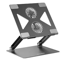 Охолоджувальна підставка для ноутбука до 15.6 дюймів OfficePro LS-121-G 2xfans Aloy Aluminum Gray - мініатюра 1