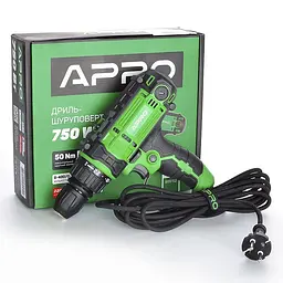 Дриль-шуруповерт мережевий Apro D750C 0-400/0-1600 об/хв 30412 - мініатюра 4