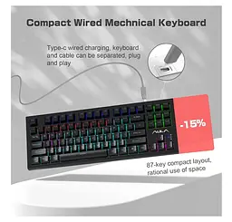 Клавіатура ігрова механічна Aula Mechanical F-3032 Black keycaps + 21 Yellow keys KRGD Brown - мініатюра 5