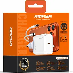 МЗП E280S PD20W GaN (1USB-C) + кабель Type-C to Type-C White Amaya teh0029683 - мініатюра 2