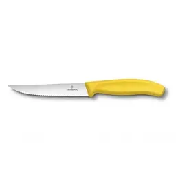 Кухонний ніж Victorinox SwissClassic для стейка 12 см, волнистое лезвие, желтый (6.7936.12L8)