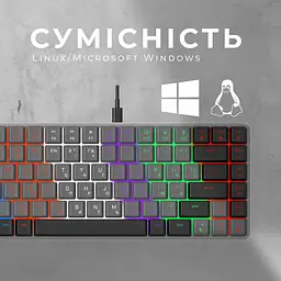 Клавіатура GamePro Red Swich Low Profile USB Dark Gray дротова (MK140R) - мініатюра 4