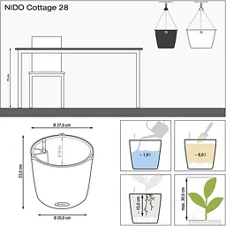 Вазон Lechuza Nido Cottage 28 графітовий чорний (15203) - мініатюра 4