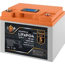 Акумулятор LogicPower LiFePO4 LCD Smart BT 12V 12.8V/50Ah/640Wh BMS 40A/40А [24421] [109420] - мініатюра 2