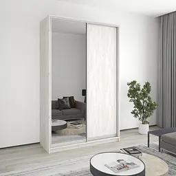 Шафа-купе дводверна MebelStar Комбо AL ДСП/Дзеркало 150x45x240 см Аляска сірий (MBS-4116)