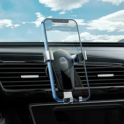 Тримач- холдер автомобільний Hoco CA92 Gold shield air outlet gravity holder чорно сріблястий - мініатюра 3