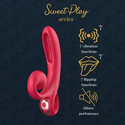Вибратор-кролик Sweet Play Tongue-Flipping Vibrator А4 - мініатюра 9