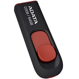 USB флеш накопичувач ADATA 64GB C008 Black+Red USB 2.0 (AC008-64G-RKD) - мініатюра 2