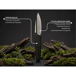 Ніж складаний туристичний Weknife Hull (9.9 см) Bohler M390 / Titanium чорний - мініатюра 11