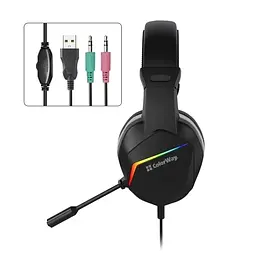 Навушники BloodWave LED, Black, 2x3.5 мм, мікрофон ColorWay teh0028024 - мініатюра 2