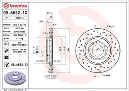 Диск гальмівний задній вентильований Seat Leon I, VW Bora 96-13р Brembo (09.A652.1X)