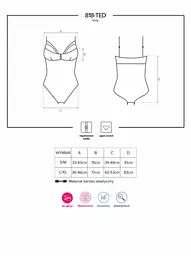 Еротичне боді Obsessive 818-TED-1 з вишивкою S/M чорний - мініатюра 4