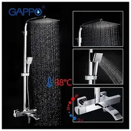 Душова система з термостатом Gappo G2407-40, вилив - перемикач на лійку, хром, Хром - мініатюра 2