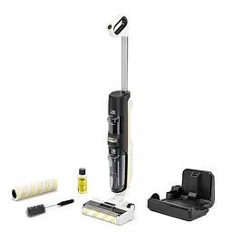 Karcher Пилосос безпровідний FCV 4 Dry Extra, вологе прибирання, конт пилок -0.45л, вода -0.75л, автон. робота до 45хв, самоочищення, білий