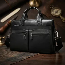 Сумка для ноутбука 14579 із натуральної шкіри Vintage чорна - мініатюра 4