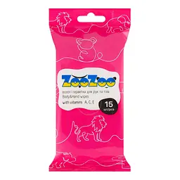 Серветки вологі для рук та тіла ZooZoo Вітаміни 15 шт. - мініатюра 2